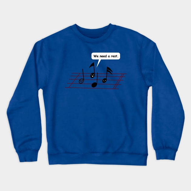 Funny Music Notes Staff Original Musician Clever Cartoon Gift For Musicians And Music Teacher Crewneck Sweatshirt by BoggsNicolas